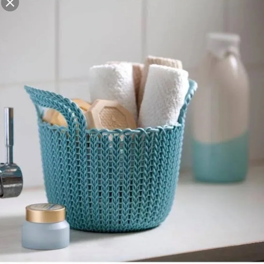 Curvers 3.0 Qt. Knit Round X-Small Storage Basket Set in Mauve Pink